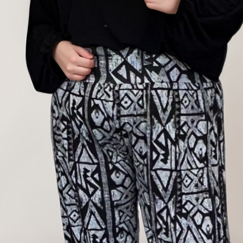 ROCKTHOSECURVES BLACK GREY AZTEC HIGH WAIST HAREM PANTS