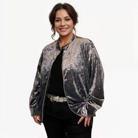 VELVET ZIP UP BOMBER JACKET PARTY EVENING STYLE