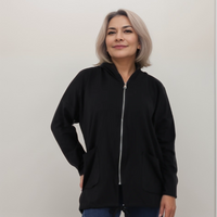 ROCKTHOSECURVES PLAIN LONG LENGTH ZIP UP HOODY JACKET