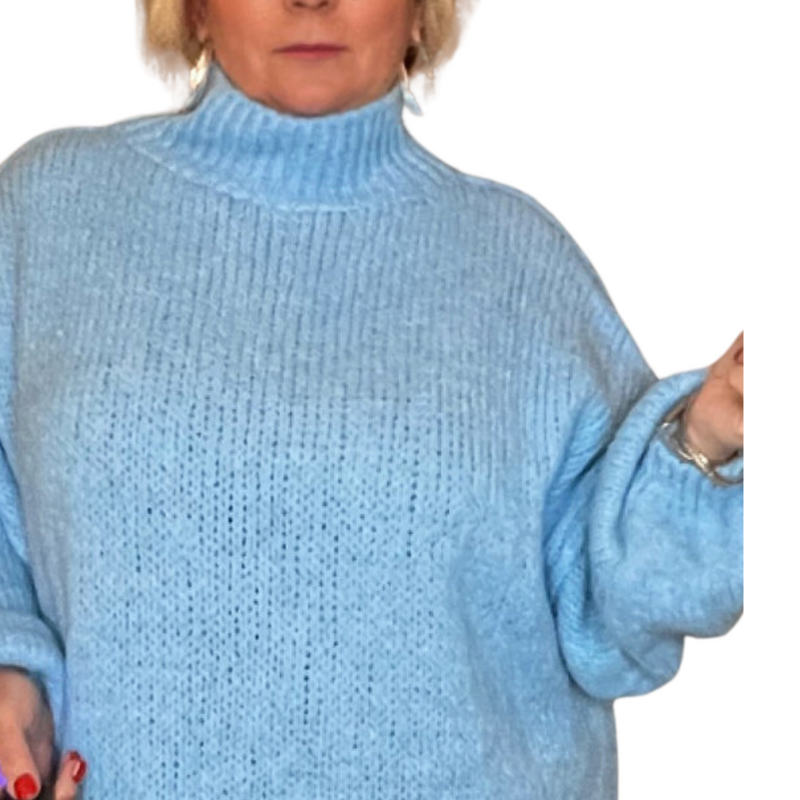 OVERSIZED CHUNKY KNIT POLO NECK JUMPER WITH REVERSED SEAMS