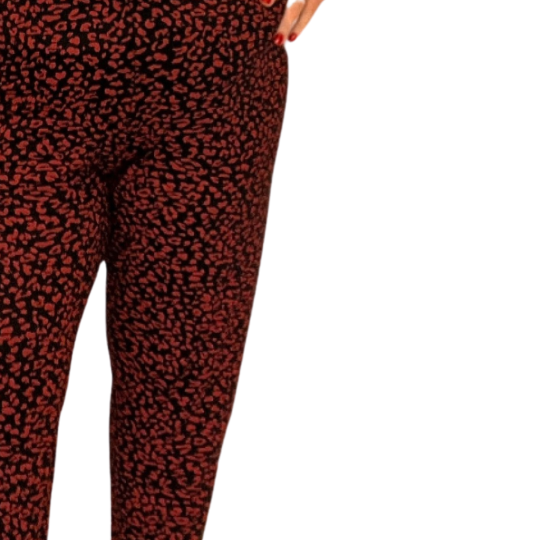 ROCKTHOSECURVES BLACK RUST SPOTTY ELASTIC WAIST TROUSERS