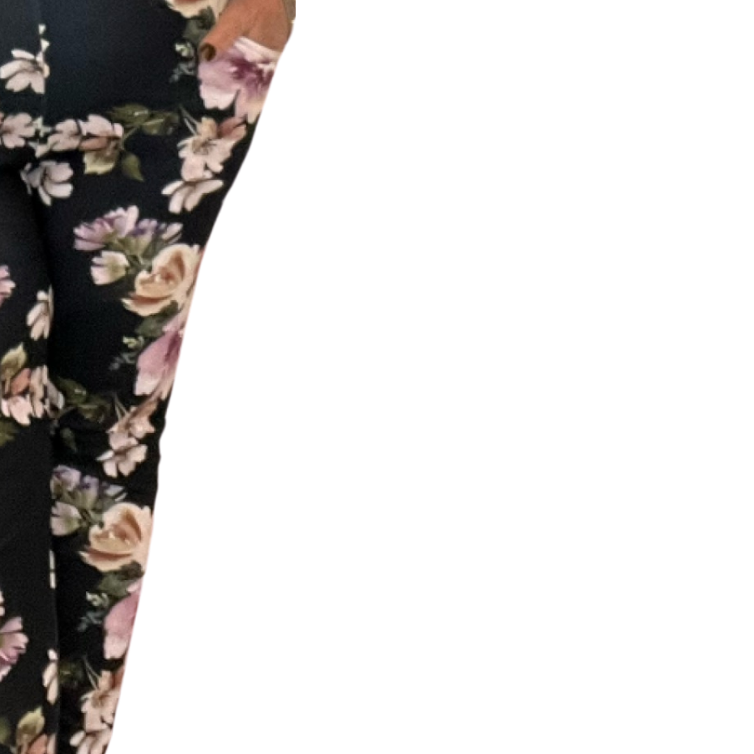 ROCKTHOSECURVES BLACK PINK FLORAL STRETCH CREPE TROUSERS WITH SIDE POCKETS