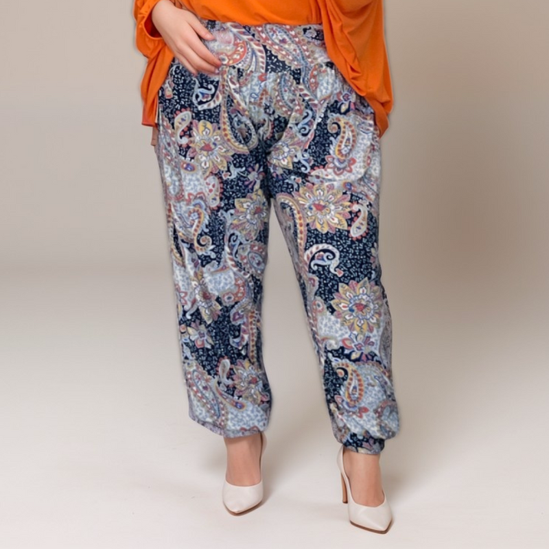 ROCKTHOSECURVES BLUE MULTI PAISLEY HAREM PANTS