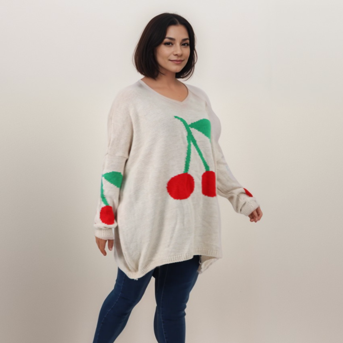 ROCKTHOSECURVES ROUND NECK CHERRY JUMPER