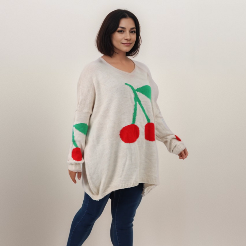 ROUND NECK OVERSIZED CHERRY JUMPER