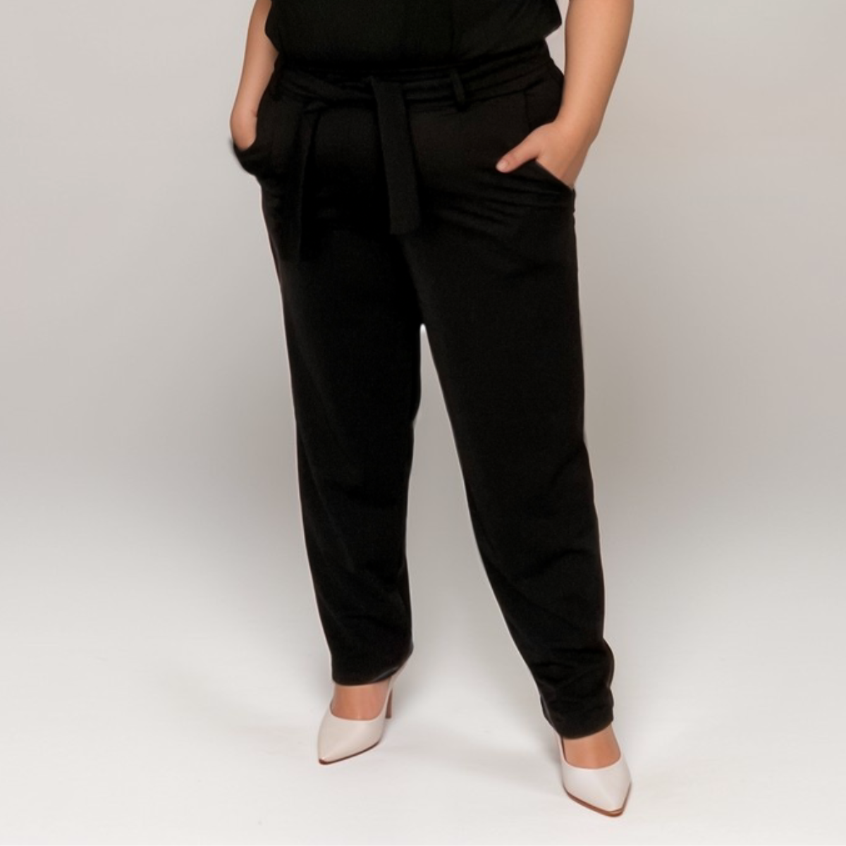 ROCKTHOSECURVES HIGH WAIST SIDE POCKET TROUSERS WITH TIE BELT