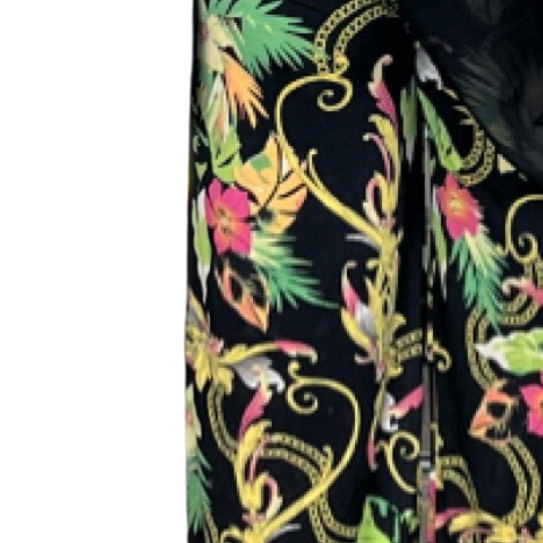 BLACK YELLOW TROPICAL HIGH WAIST PALAZZO TROUSERS