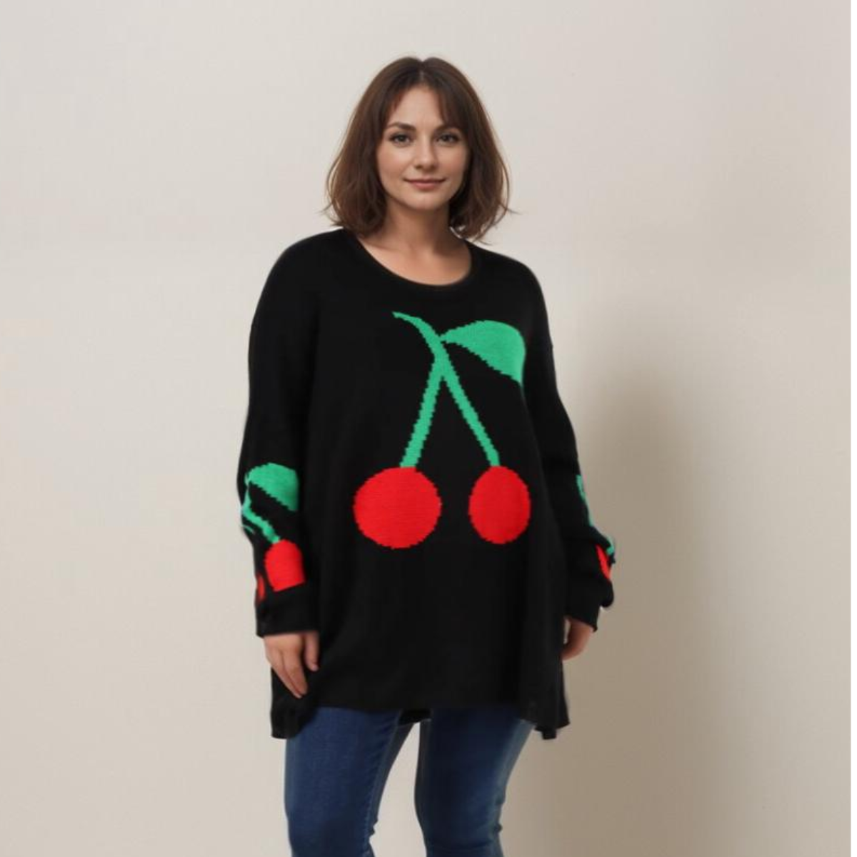 ROCKTHOSECURVES ROUND NECK CHERRY JUMPER