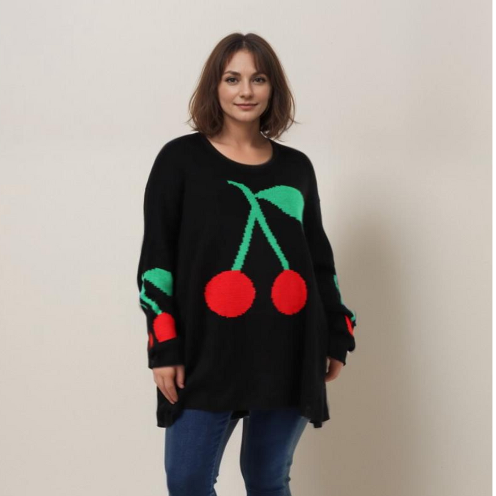 ROUND NECK OVERSIZED CHERRY JUMPER