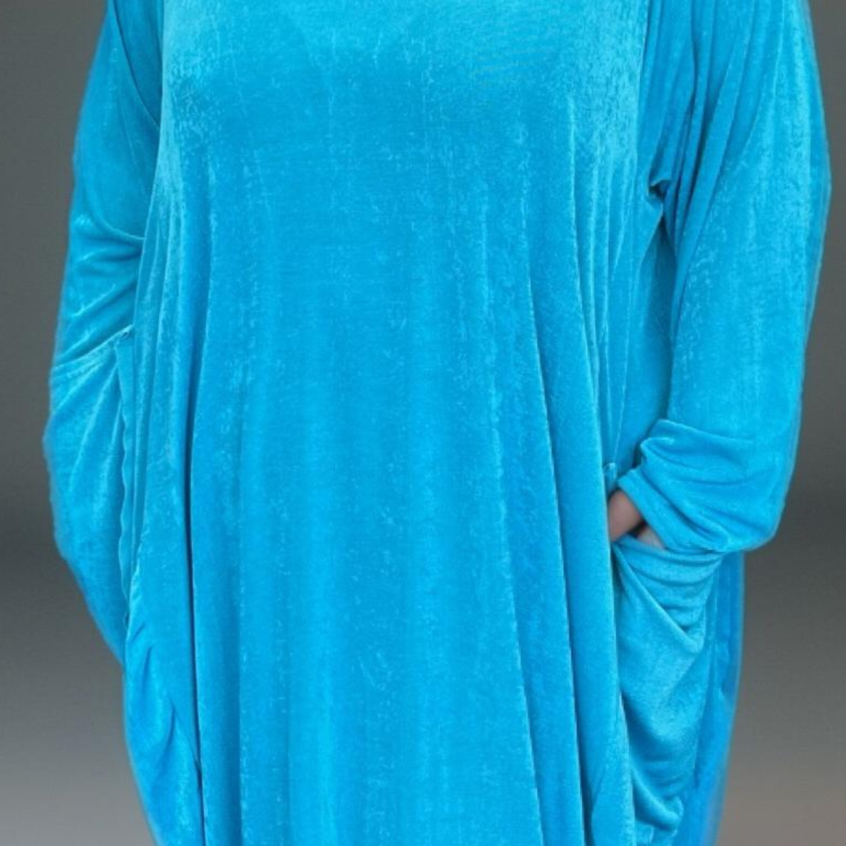 SOFT STRETCHY PLAIN LOOSE FITTING DRESS WITH SIDE POCKETS