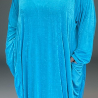 SOFT STRETCHY PLAIN LOOSE FITTING DRESS WITH SIDE POCKETS