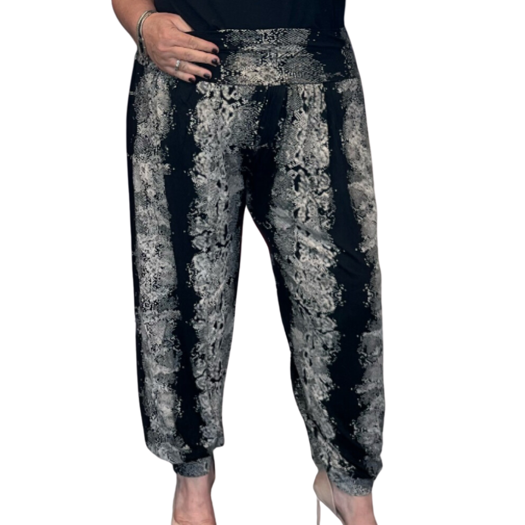 ROCKTHOSECURVES BLACK SNAKE PRINT HAREM PANTS ALI BABA TROUSERS