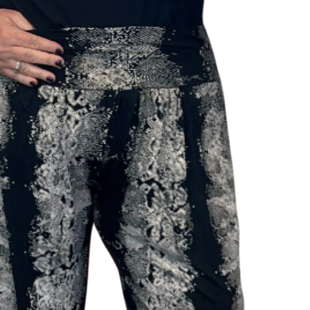 ROCKTHOSECURVES BLACK SNAKE PRINT HAREM PANTS ALI BABA TROUSERS