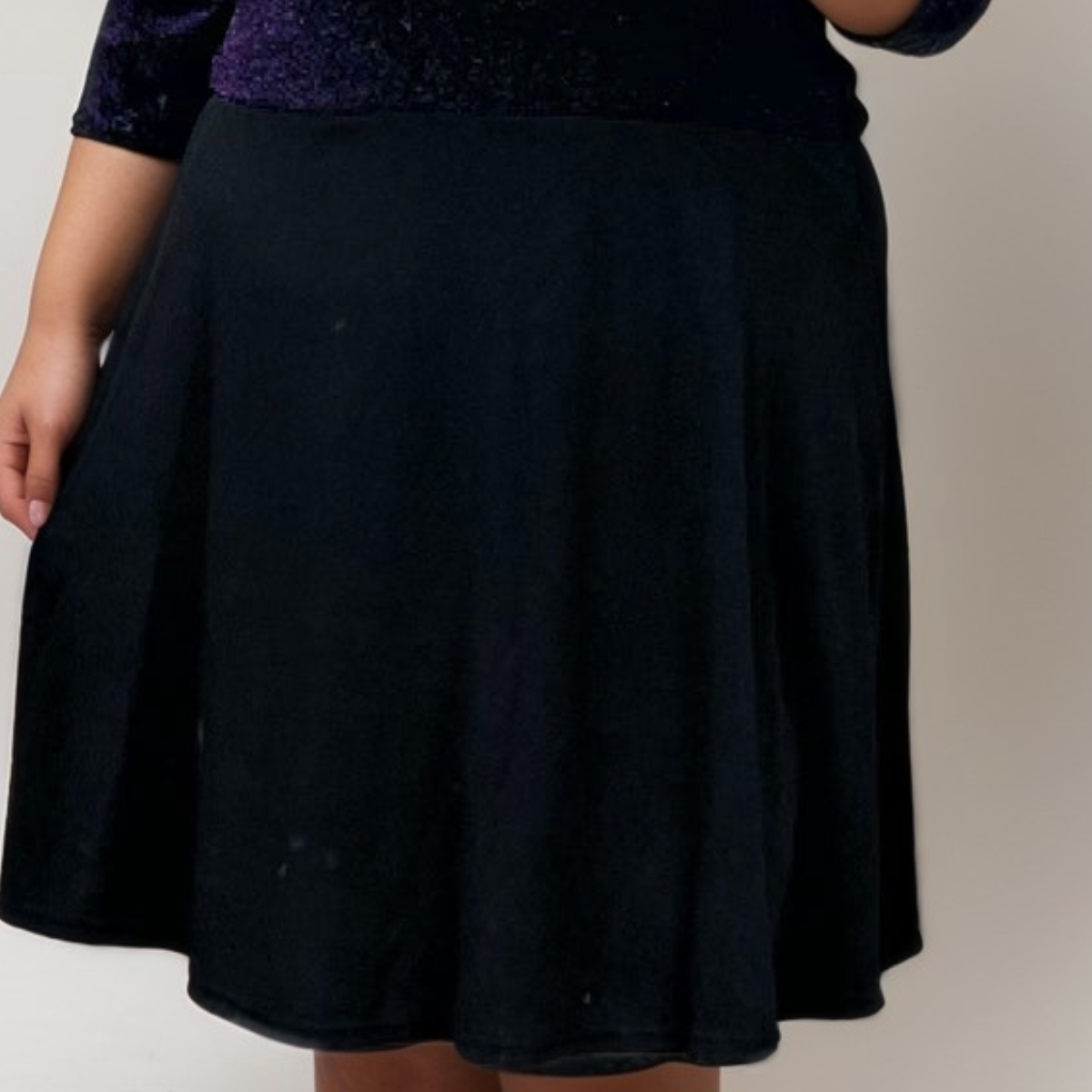 PURPLE SPARKLY SKATER DRESS WITH BLACK SKIRT