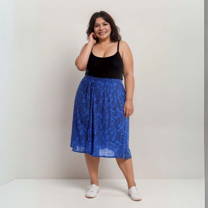 Elastic waist skirt plus size clearance