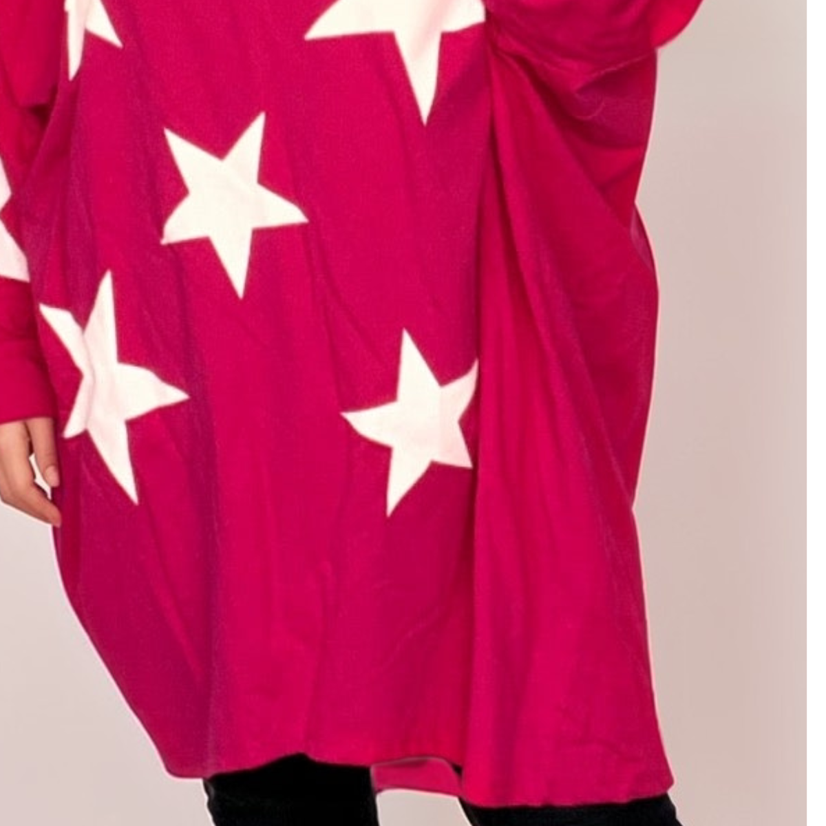 STAR PRINT OVERSIZED LONG LENGTH HOODY / JUMPER