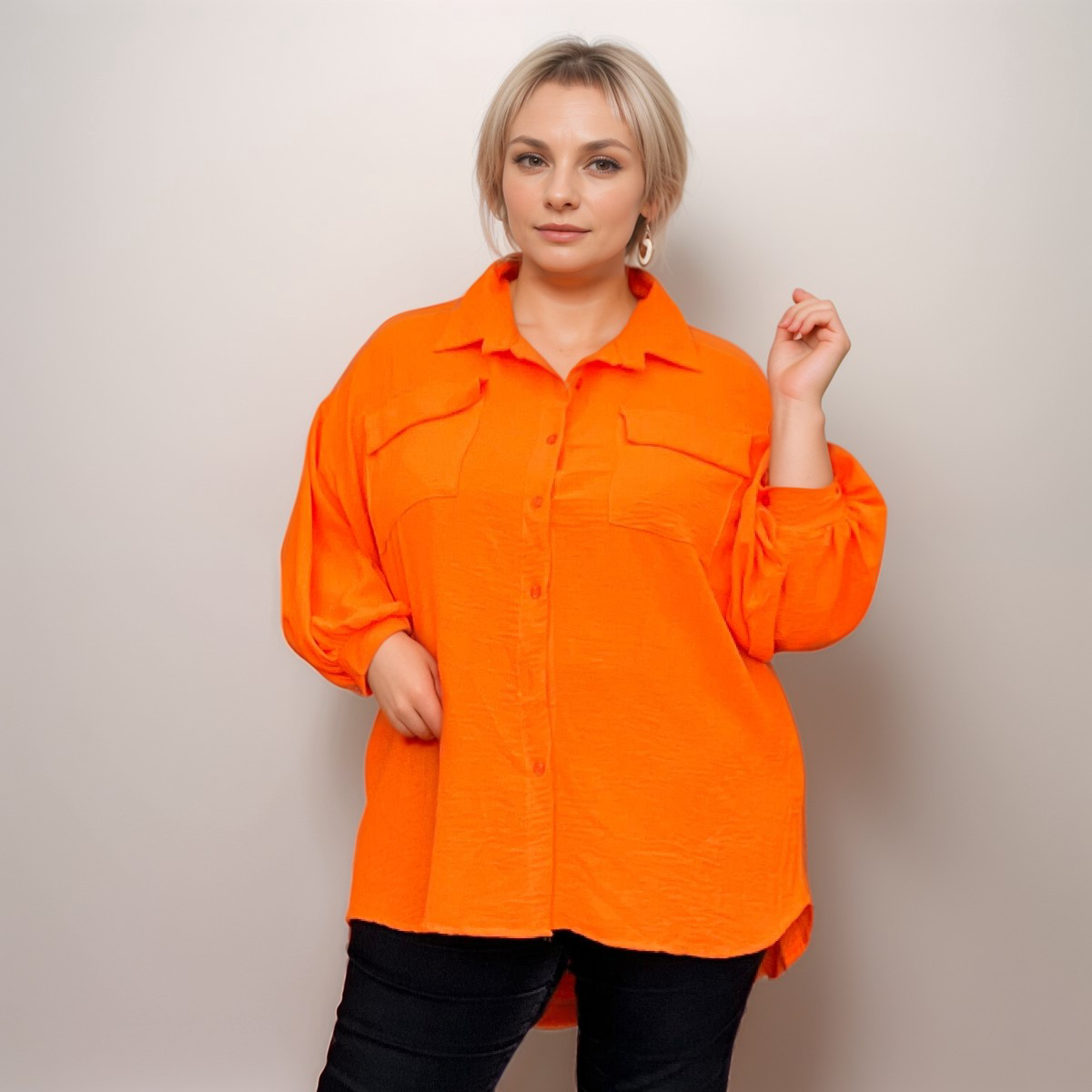 POCKET FRONT LONG SHIRT / BLOUSE