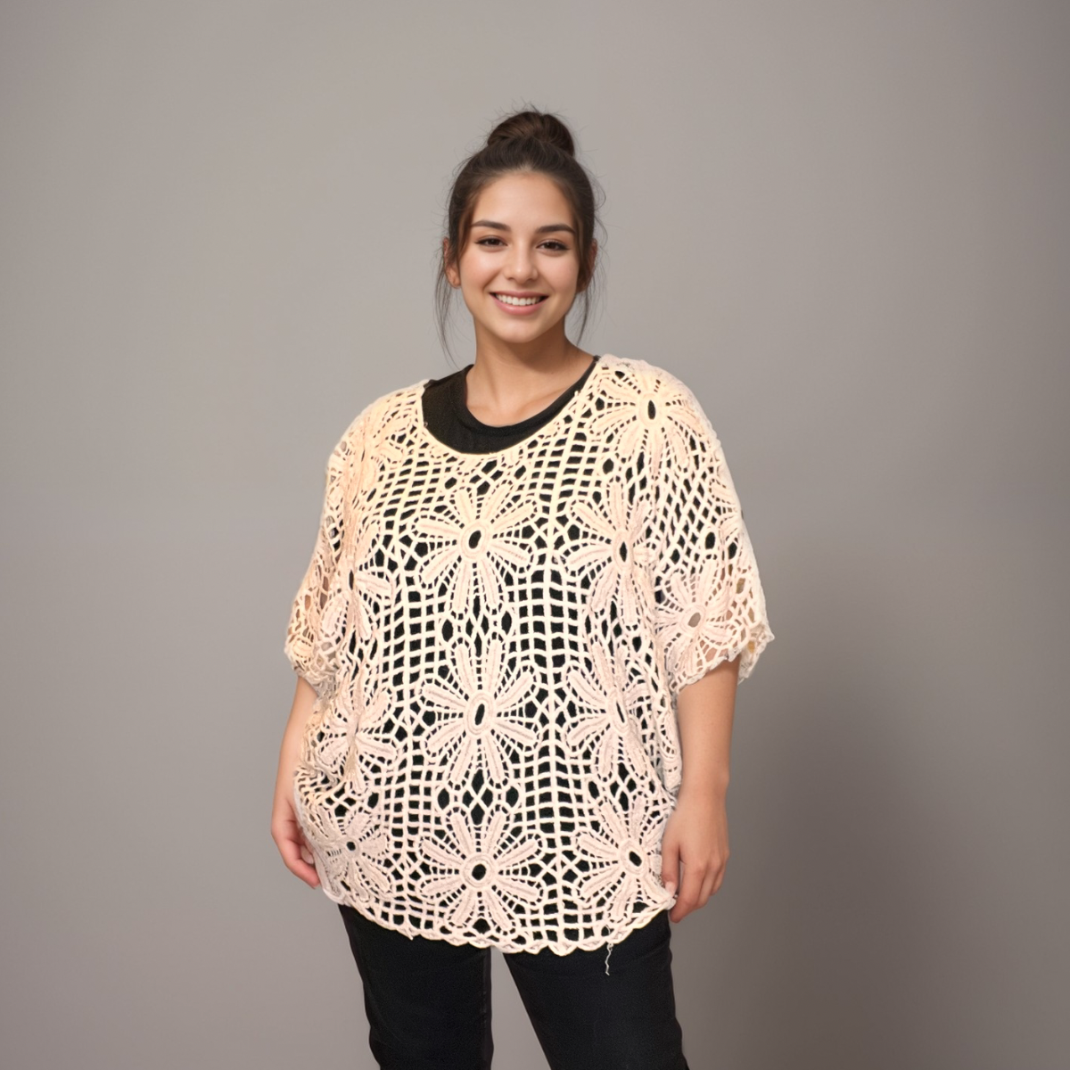 CROCHETED KNITTED LOOSE FITTING TOP