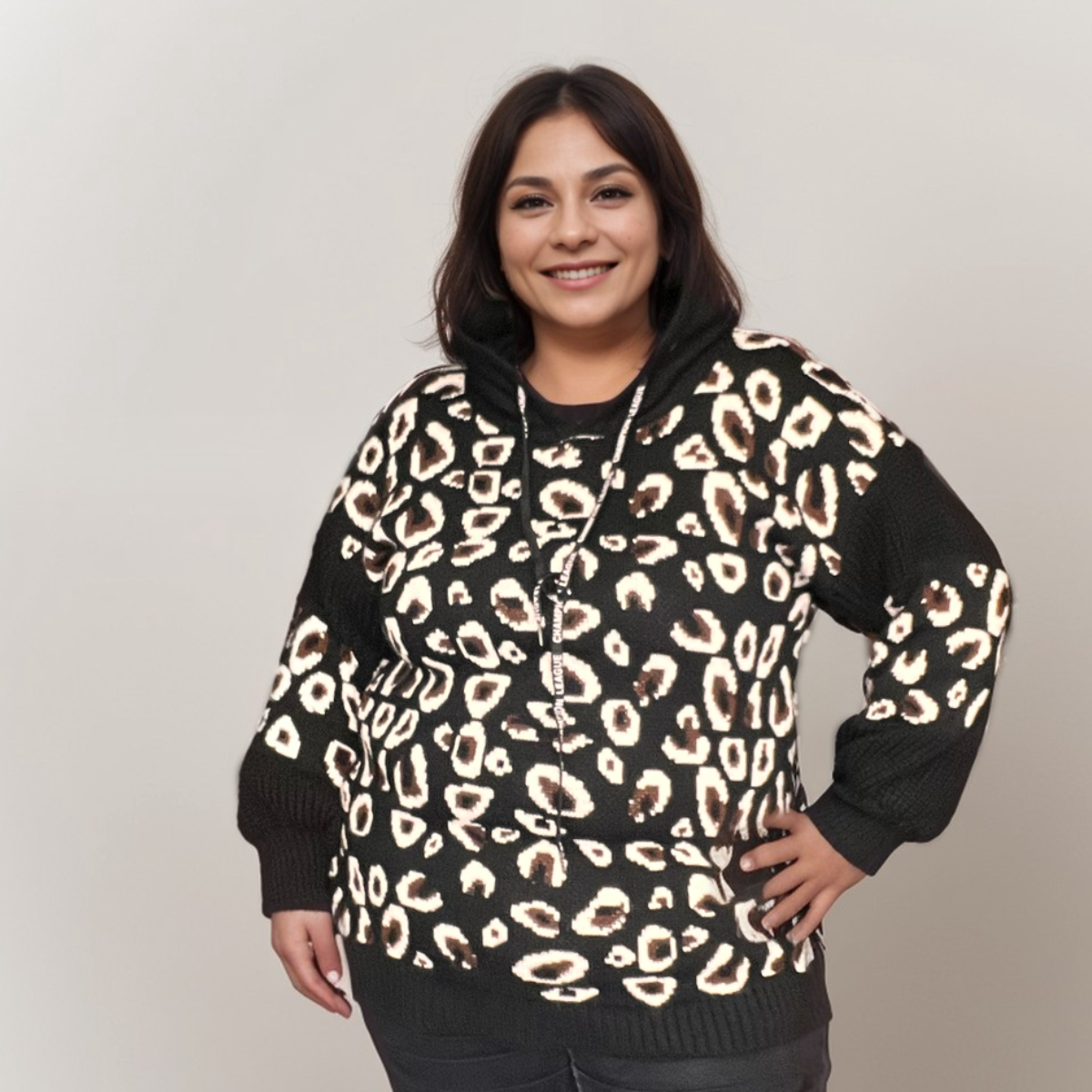 Plus size leopard print jumper best sale