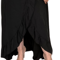BLACK CALF LENGTH DRESS WITH SWEATHEART BARDOT NECK