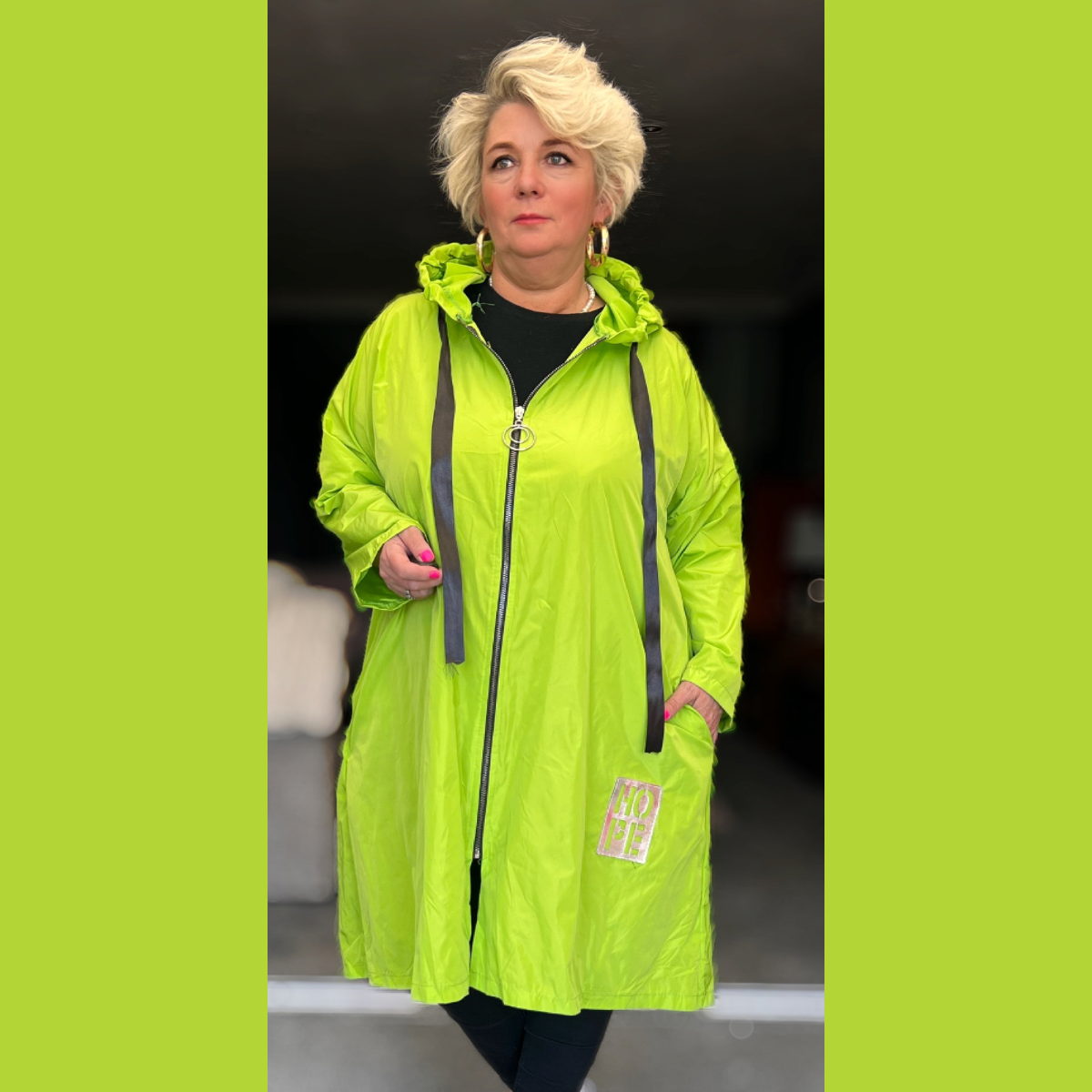 Lime green plus size jacket best sale