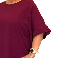LOOSE FITTING SHORT SLEEVE BLOUSE WITH BACK BUTTONS