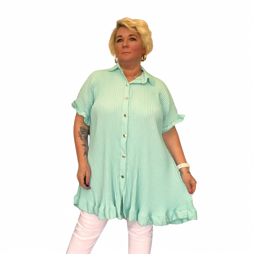 FRILLED EDGE SHORT SLEEVE BLOUSE / SHIRT