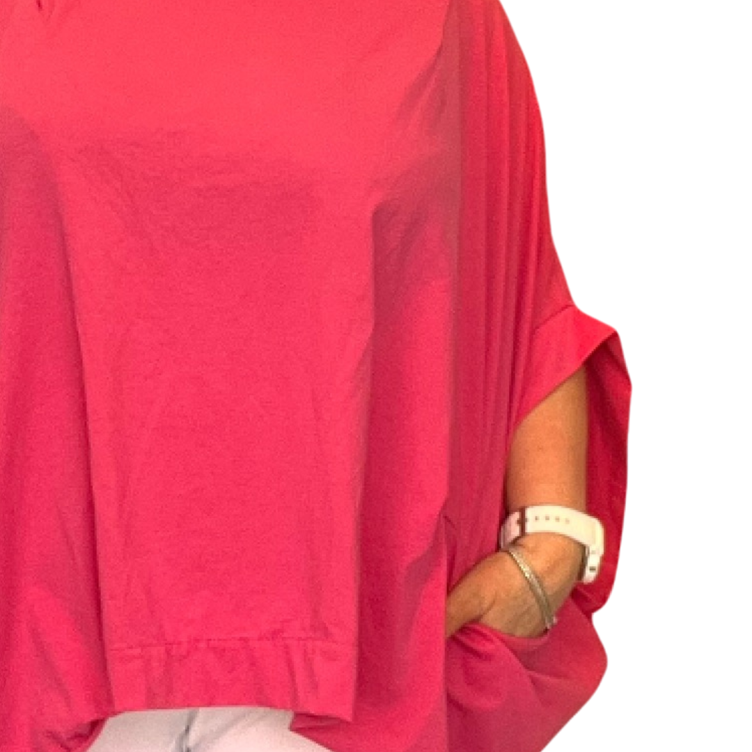 ROCKTHOSECURVES OVERSIZED SLASH NECK TOP WITH SIDE POCKETS