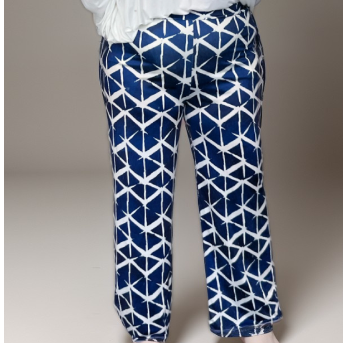 GEOMETRIC PRINT HIGH RISE PALAZZO TROUSERS