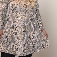 GREY BRONZE 3/4 SLEEVE SWING TOP