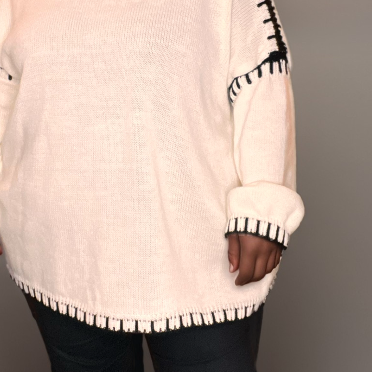 TURTLE NECK JUMPER WITH BLANKET STITCH