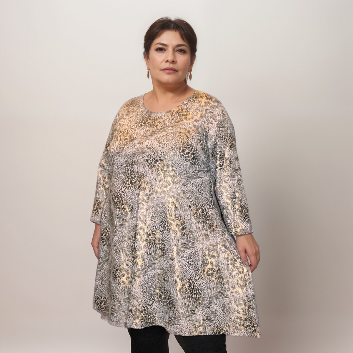 GREY BRONZE 3/4 SLEEVE SWING TOP