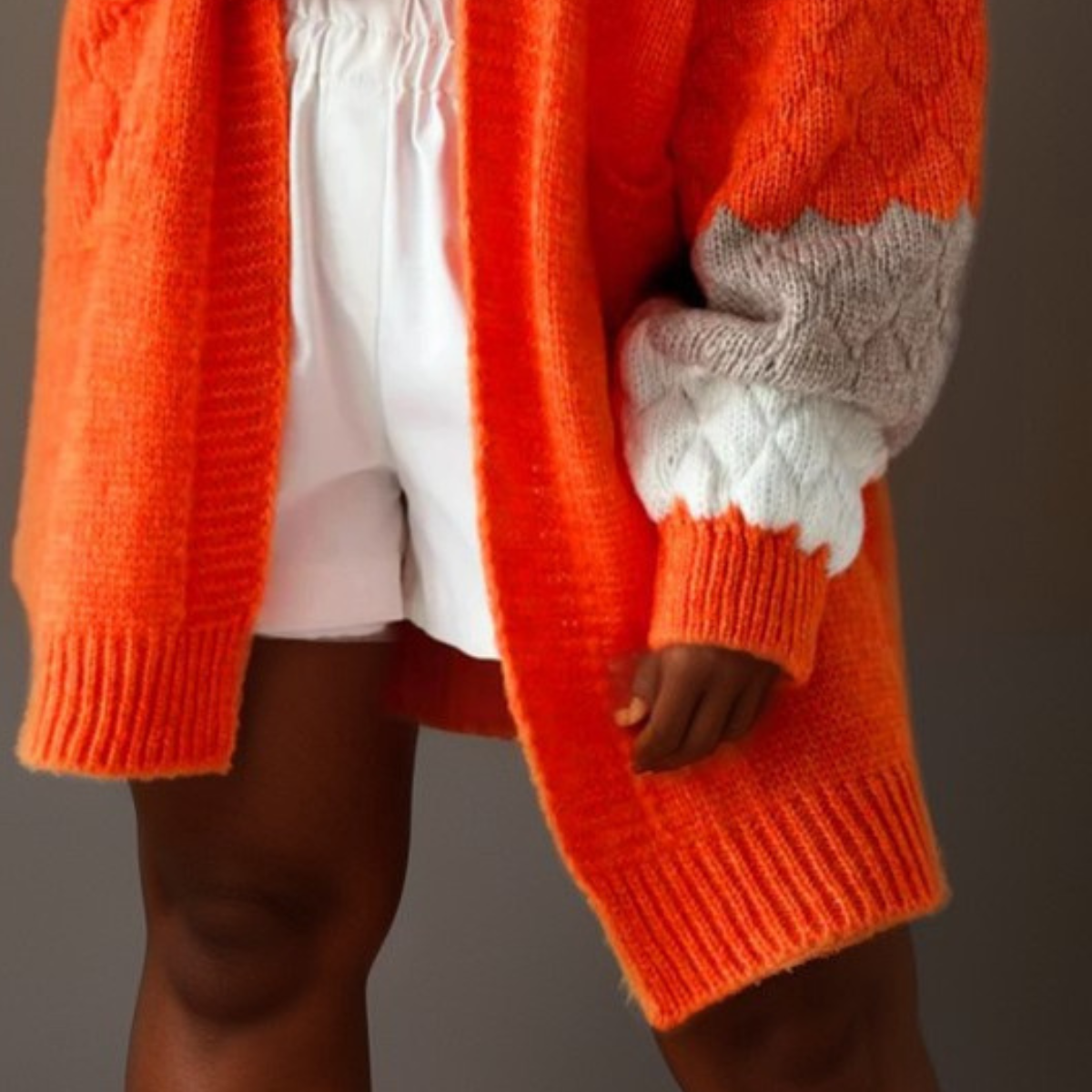 ORANGE LONG CARDIGAN WITH FEATURE SLEEVES