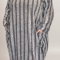STRIPED JUMPER DRESS WITH SPARKLY THREAD