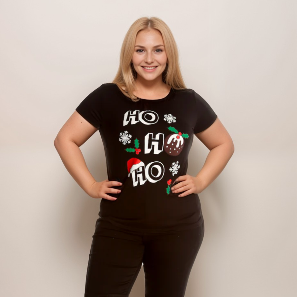 HO HO HO CHRISTMAS SHORT SLEEVE TOP /  T-SHIRT