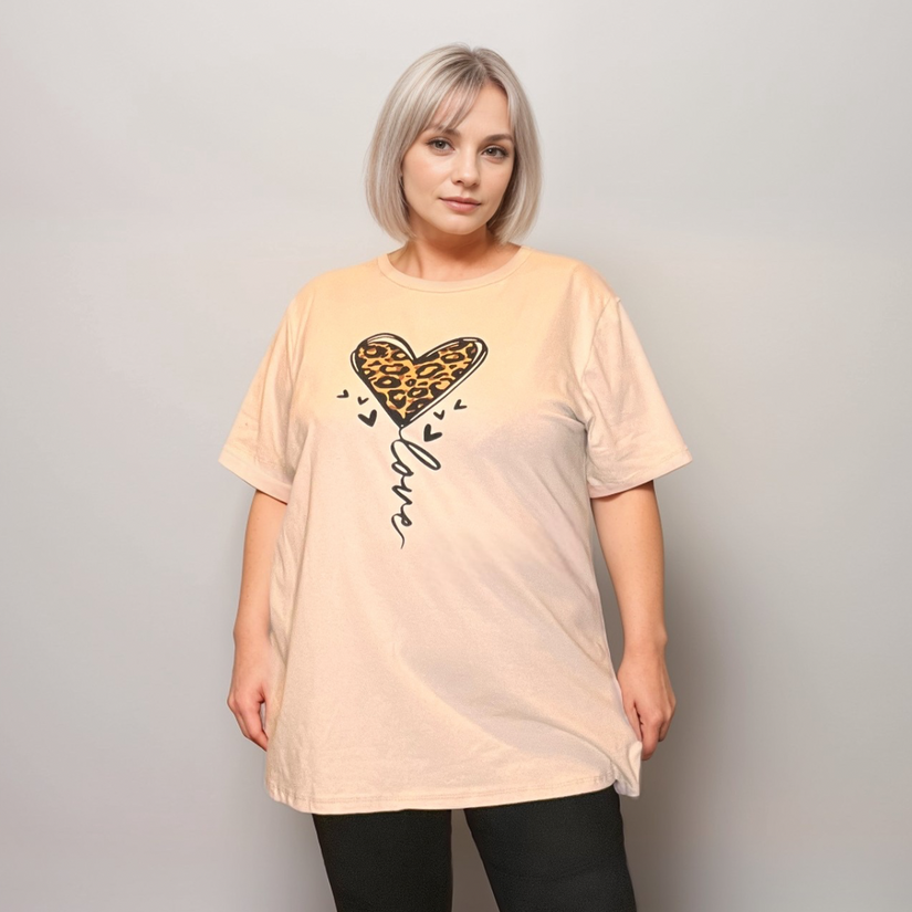 LEOPARD HEART SHORT SLEEVE T-SHIRT