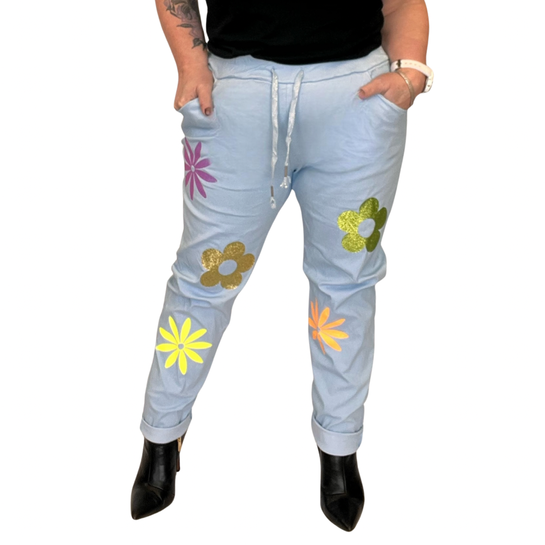 SPARKLY FLOWER MAGIC TROUSERS JEANS