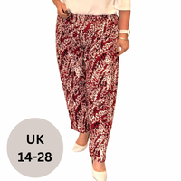 WINE SPECKLED ELASTIC WAIST COMFY TROUSERS