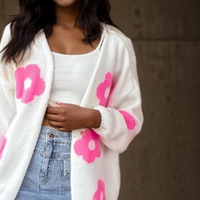 OPEN FRONT CARDIGAN WITH FLOWERS