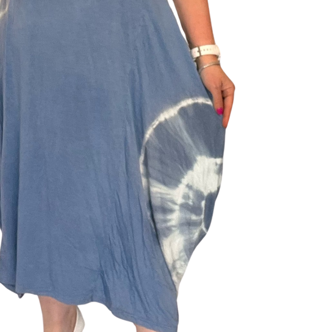 TIE DYE SHORT SLEEVE LOOSE FITTING DRESS