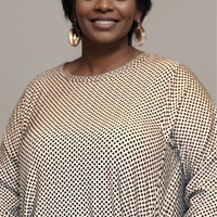 WHITE SPOTTY DRESS + POCKETS + DIPPED HEM