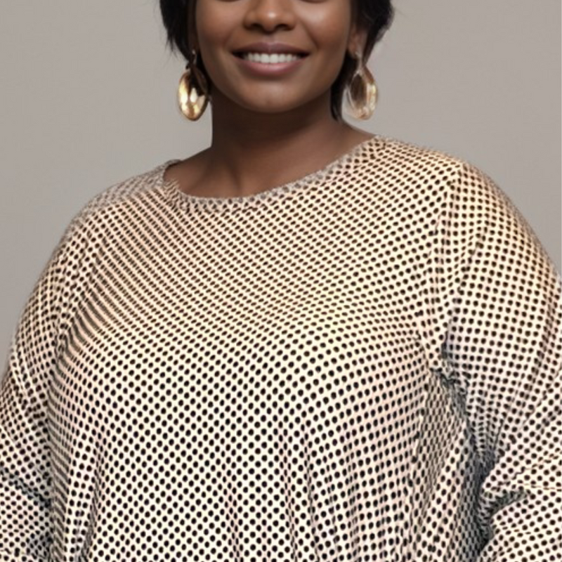 WHITE SPOTTY DRESS + POCKETS + DIPPED HEM