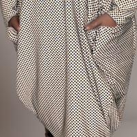 WHITE SPOTTY DRESS + POCKETS + DIPPED HEM