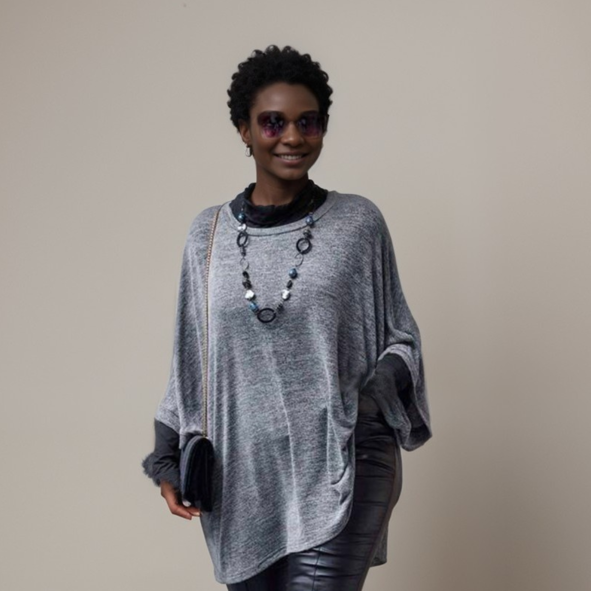 GREY MOTTLED OVERSIZED T-SHIRT