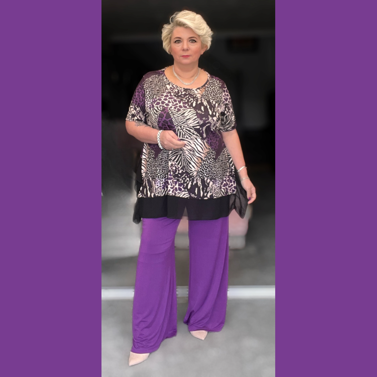 ROCKTHOSECURVES TWO PIECE LOOSE FITTING PLAIN PALAZZO TROUSERS + LONG TOP OUTFIT SET
