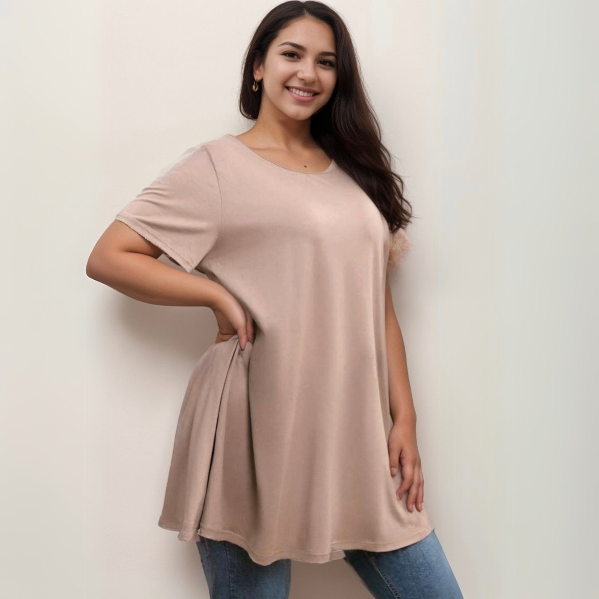 PLAIN SHORT SLEEVE SWING TOP