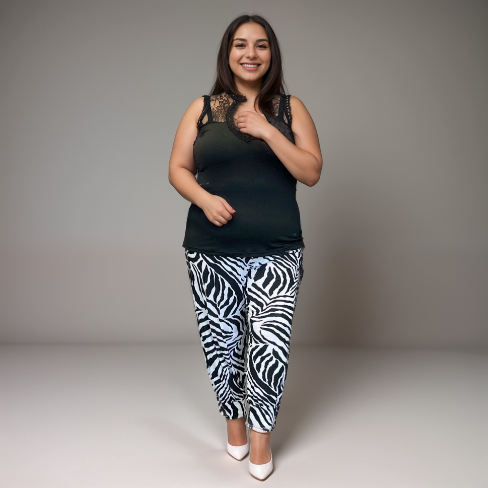 BLACK WHITE ZEBRA PRINT HAREM PANTS