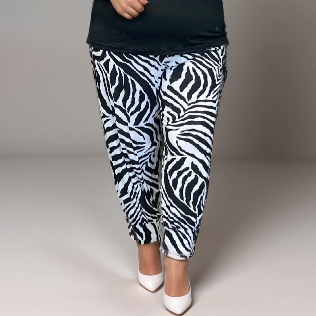 BLACK WHITE ZEBRA PRINT HAREM PANTS