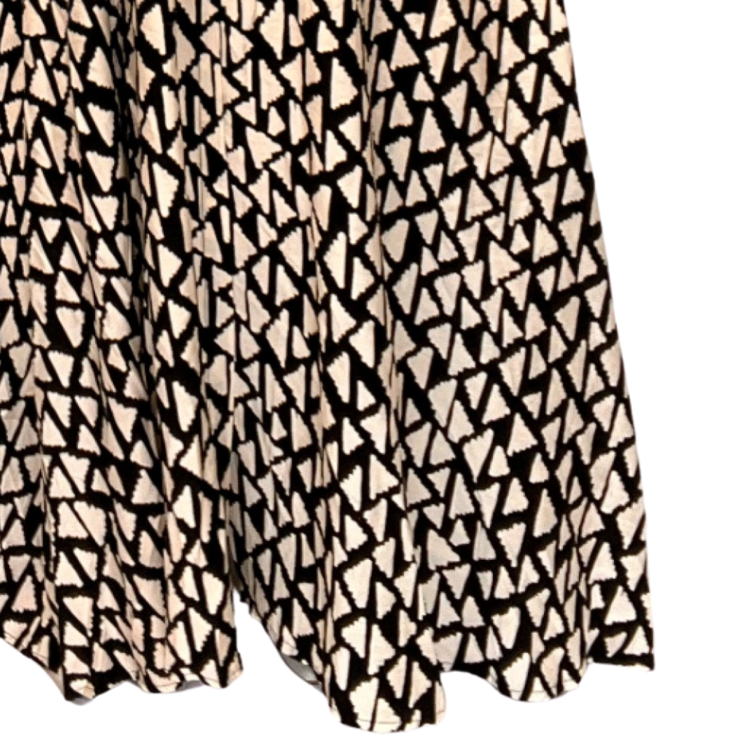 BLACK CREAM TRIANGLE PRINT A-LINE MAXI SHIRT DRESS