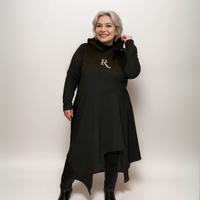 ROCKTHOSECURVES DIAMANTE RAG HEM LONG HOODIE